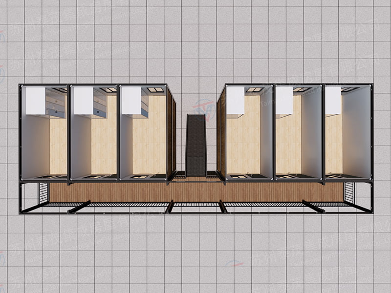 Schnell zusammengebauter Containerraum im philippinischen Hotelstil